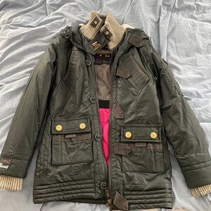 Superdry Olive Jacket with Bright Pink Interior